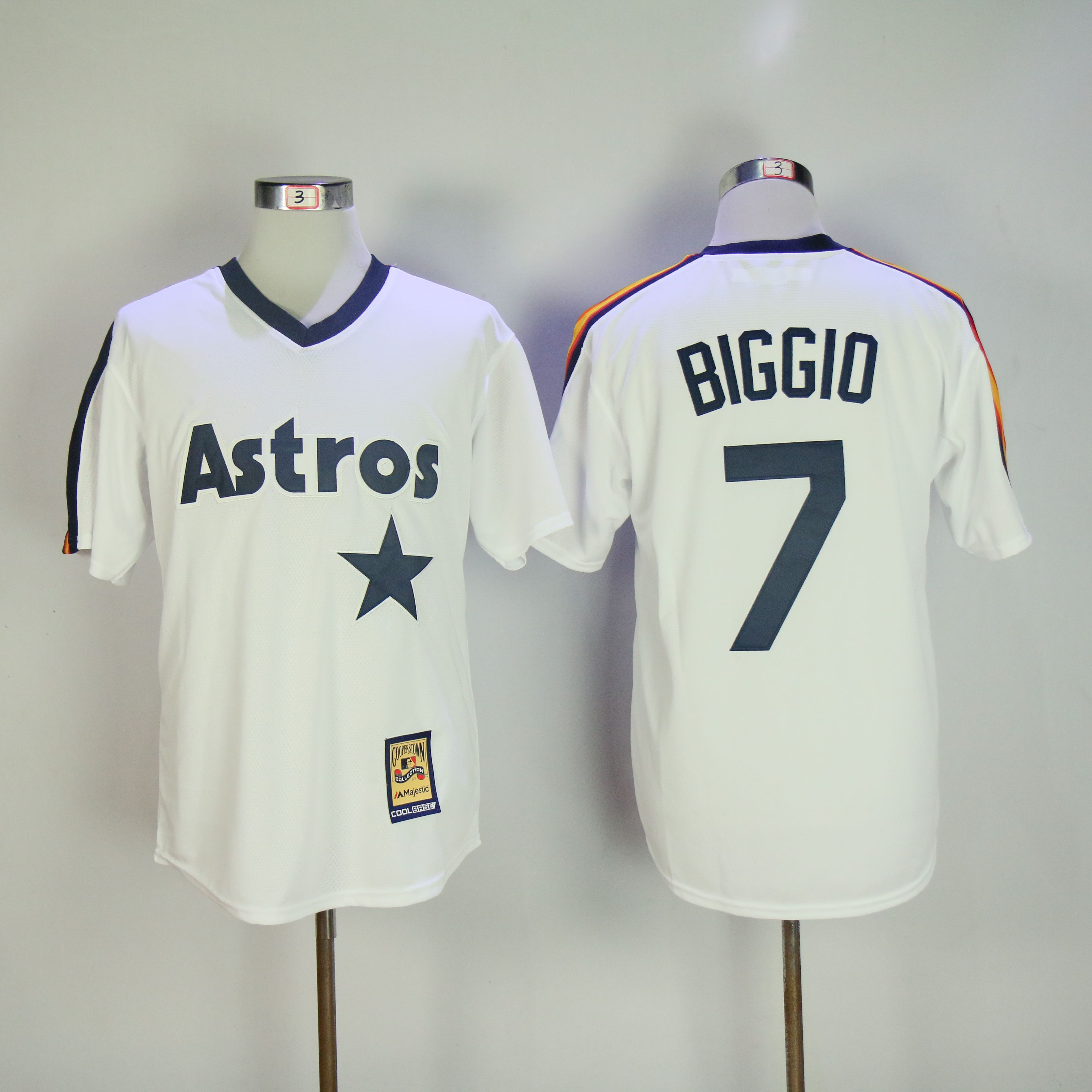 Men Houston Astros #7 Biggio White Throwback Game MLB Jerseys